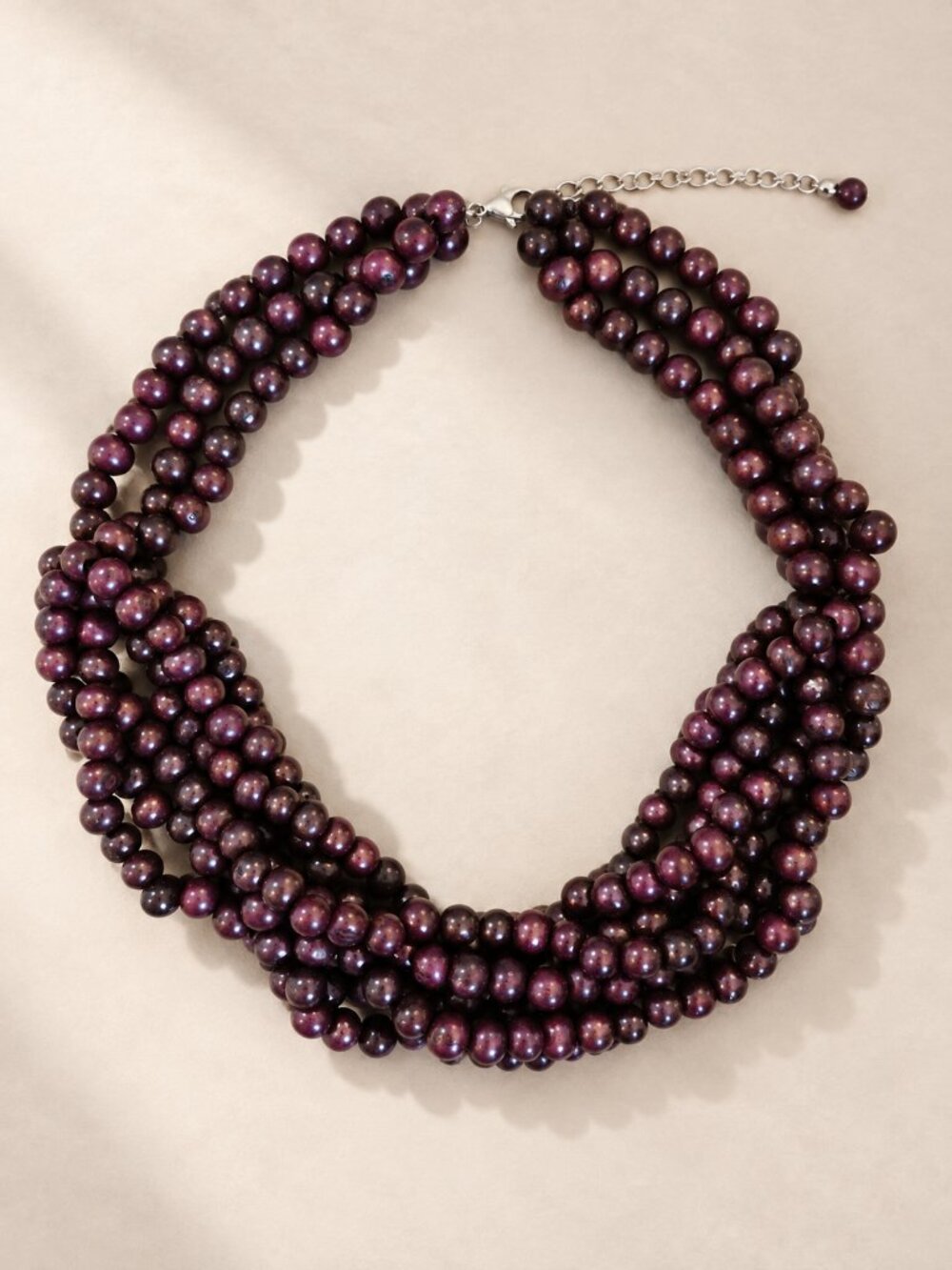Vintage Brown Wood Multi Strand Beaded Chunky Layered Statement Collar Necklace